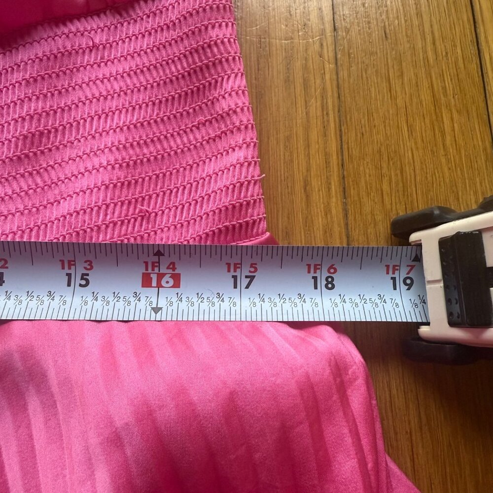 A.L.C. Size 6 Pink Satin Renzo Sleeveless Pleated Smocked Blouson Midi Dress - Picture 13 of 16